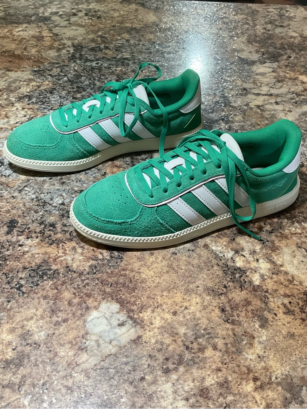 Adidas Grand Court Green Suede White 3 Stripe Sneakers Women’s Size 7 Retro - Picture 2 of 6